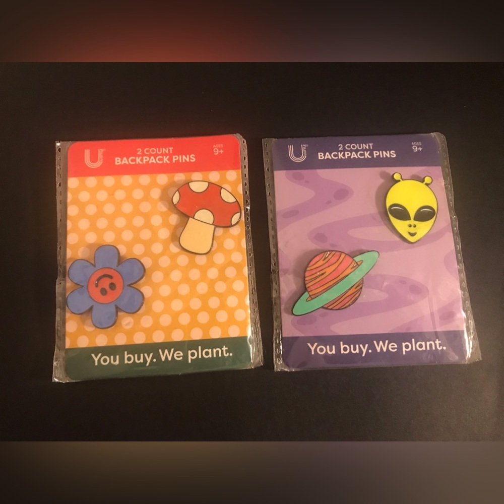 Backpack Hat Pins Aliens Mushroom Flower
